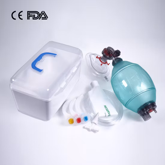 PVC Ambu Bag with Oxygen Tube PVC Manual Resuscitator Kit Set Factory with CE, FDA for Adult Size